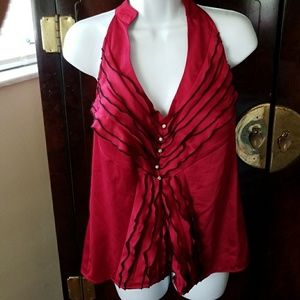 pretty silky burgundy top, xl